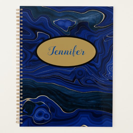 Lapis Blue Agate Swirls Personalized Planner (Voorkant)