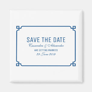 Lapis Blue Deco Chic Save the Date Magneet