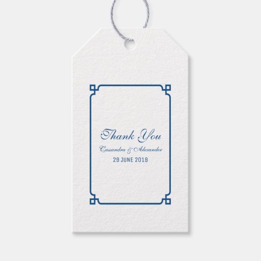 Lapis Blue Deco Chic Wedding Cadeaulabel (Voorkant)