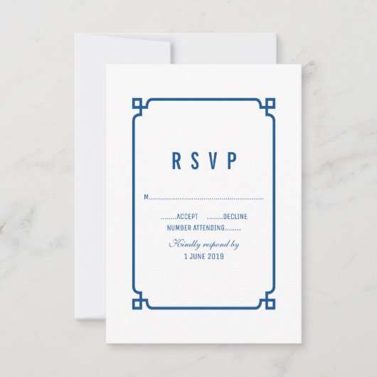 Lapis Blue Deco Chic Wedding RSVP (Devant)