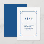 Lapis Blue Deco Chic Wedding RSVP (Devant / Derrière)