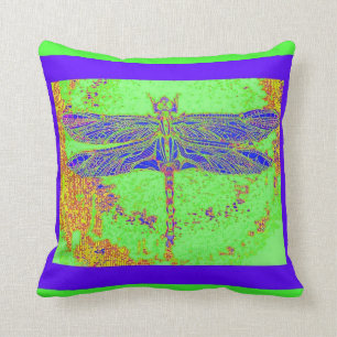 Lapis Blue Dragonfly Green Cushion by Sharles Kussen