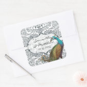 Lapis Blue Peacock Love Bird Wedding Seal Vierkante Sticker (Envelop)
