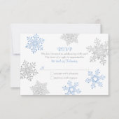 Lapis Blue Silver Snowflake Hiver Mariage RSVP (Devant)
