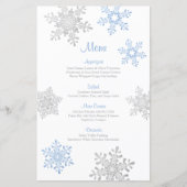 Lapis Blue Silver Snowflake Winter Wedding Menu (Devant)