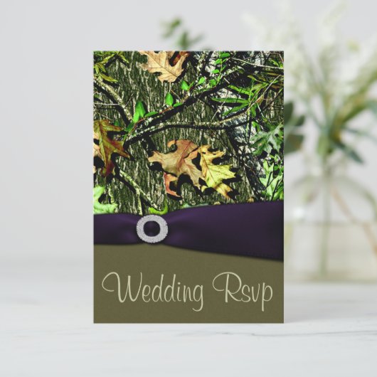 Lapis Chasse Violet Camo Mariage Cartes RSVP (Debout devant)