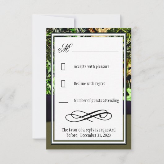 Lapis Chasse Violet Camo Mariage Cartes RSVP (Dos)