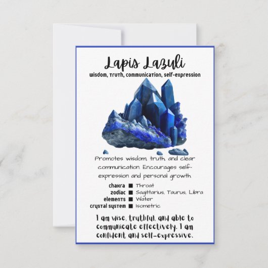 Lapis Lazuli Crystal Signification Carte (Devant)