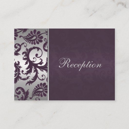 Lapis Paarse en Silver Grey Damask Enclosure Kaart (Voorkant)