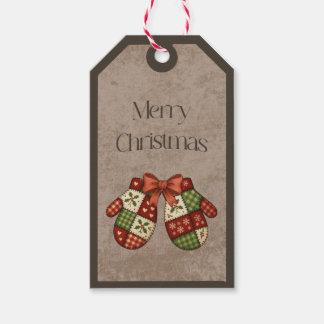 Lapjesdeken Handschoenen in Kerstkleuren Cadeaubij Cadeaulabel