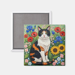 Lapjeskat en volkskunst zonnebloemen magneet
