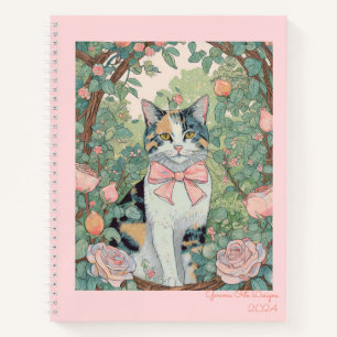 Lapjeskat in de tuin Spiraal Notebook Notitieboek