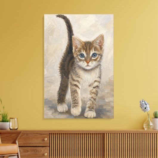 Lapjeskatje Canvas Afdruk (Insitu (Woonkamer))