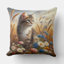 Lapjeskatje Kattenliefhebber Bloem 50x50cm Katoen
