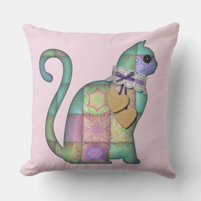 lapkussen met kattenprint kussen (Voorkant)