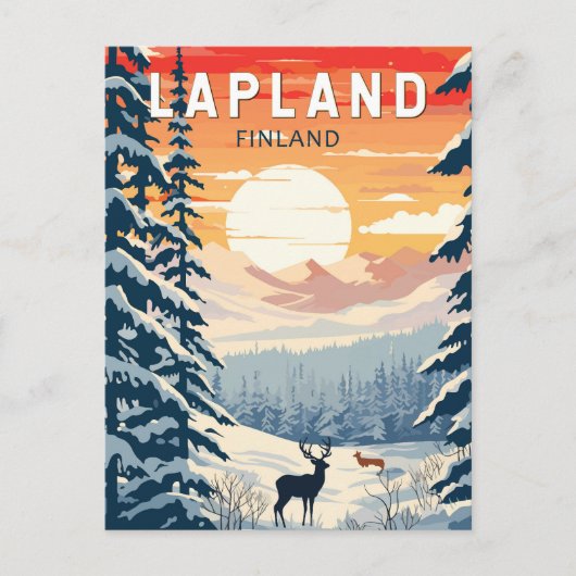Lapland Finland Travel Art Vintage Briefkaart (Voorkant)