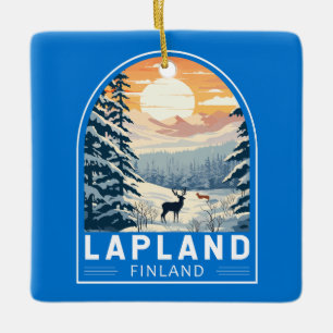 Lapland Finland Travel Art Vintage Keramisch Ornament