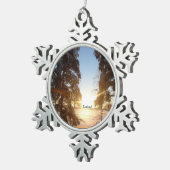 Lapland zonsondergang tin sneeuwvlok ornament (Rechts)