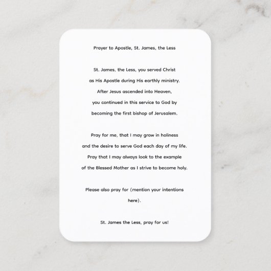 L'apôtre Saint Jacques la carte de la moindre priè (Dos)