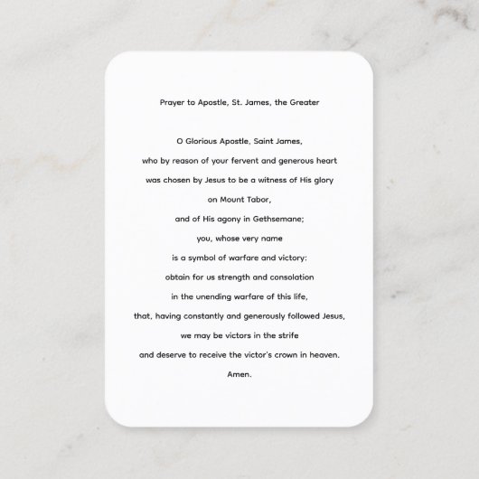 L'apôtre Saint Jacques la grande carte de prière (Dos)
