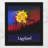 Lapplands natuur med samisk kultur wijn etiket (Enkel label)