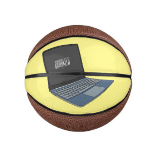 Laptop cartoon illustratie basketbal