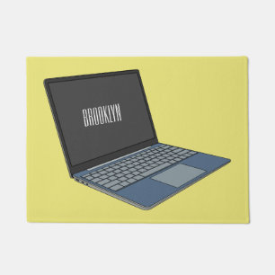 Laptop cartoon illustratie deurmat