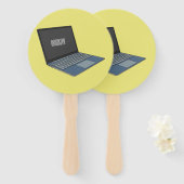 Laptop cartoon illustratie handwaaier (Voorkant en achterkant)