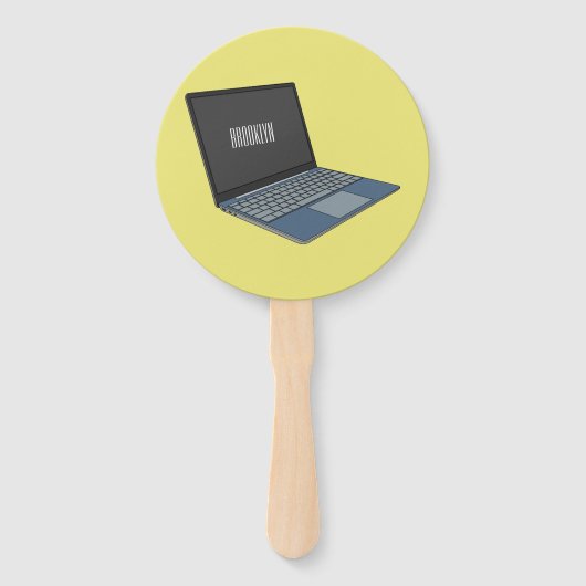 Laptop cartoon illustratie handwaaier (Voorkant)