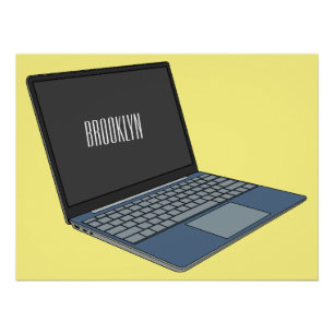 Laptop cartoon illustratie perfect poster