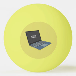 Laptop cartoon illustratie pingpongballen