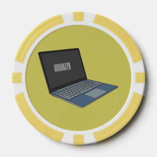 Laptop cartoon illustratie poker chips