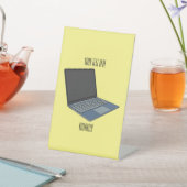 Laptop cartoon illustratie reclamebord met voetstuk (Insitu)