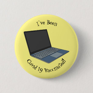 Laptop cartoon illustratie ronde button 5,7 cm