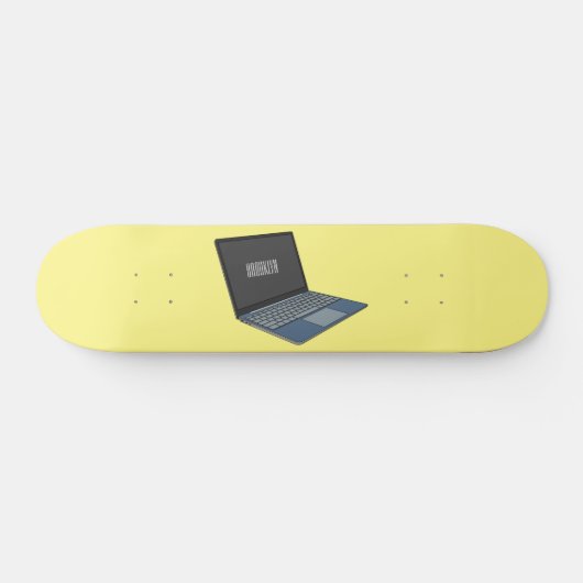 Laptop cartoon illustratie skateboard (Horizontaal)
