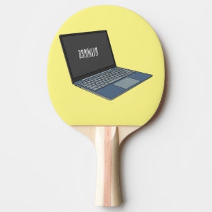 Laptop cartoon illustratie tafeltennisbatje