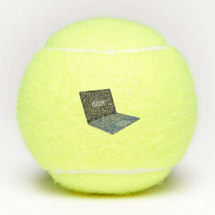 Laptop cartoon illustratie tennisballen