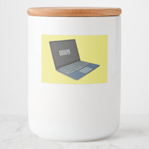 Laptop cartoon illustratie voedselcontainer etiket