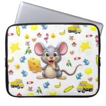 Laptop Hoes Muis Gele Kaas Ster Truck Kat 