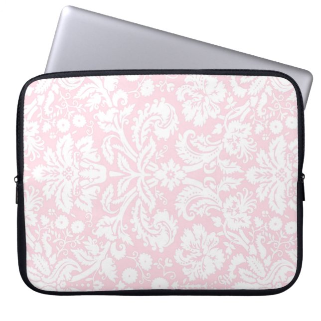 Laptop Roze Damask Patroon Sleeve (Voorkant)