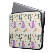 Laptop Sleeve Kat Vis Cactus Meow Paws (Voorkant Links)