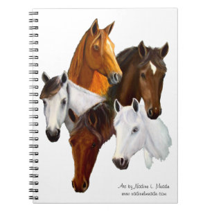 Laptop, vijf paardenkoppen, achtergrond uitsnijdin notitieboek