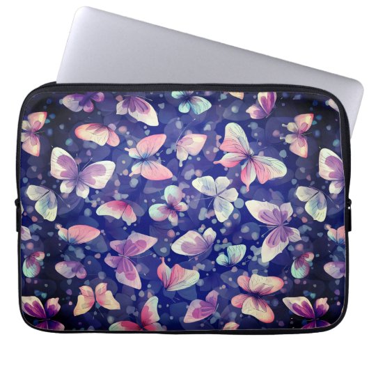 Laptophoes 10"- 15" vlinderpatroon laptop sleeve (Voorkant)
