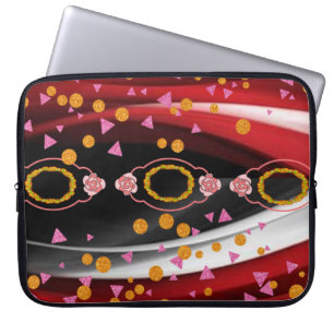 Laptophoes Abstract Rood Wit Zwart Laptop Sleeve