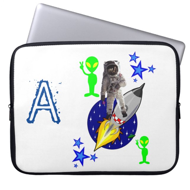 Laptophoes Astronaut Space ship Laptop Sleeve (Voorkant)