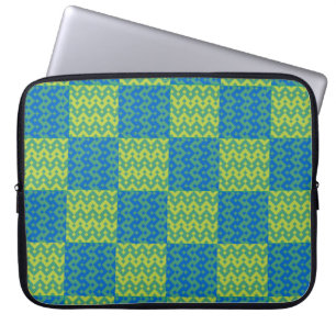 Laptophoes, Emerald Green en Blue Patchwork Laptop Sleeve