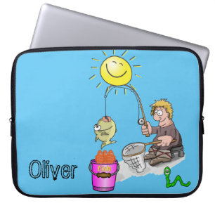 Laptophoes Fisherman, Gevist, Sun Blue Laptop Sleeve