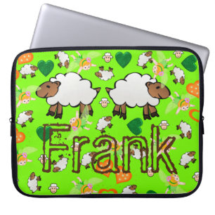 Laptophoes Floral Green en Oranje Hearts Laptop Sleeve