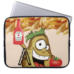 Laptophoes Potato, Franse groeven, Ketchup Laptop Sleeve