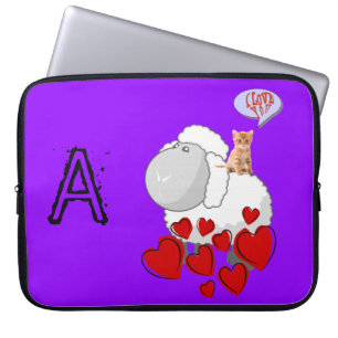 Laptophoes Rood hart Kitten Laptop Sleeve